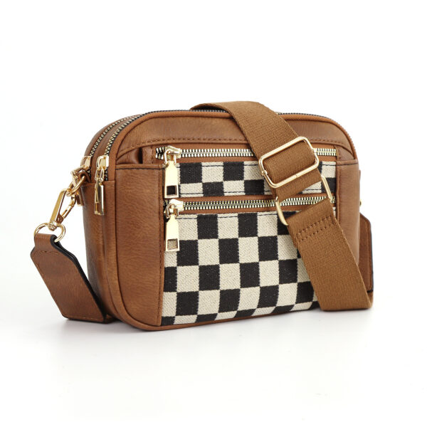Cow Color Matching Multifunctional Zipper Crossbody Bag - Image 4