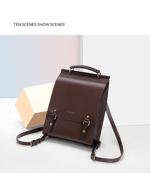 Women's Genuine Leather British College Style Computer Bag - Image 7