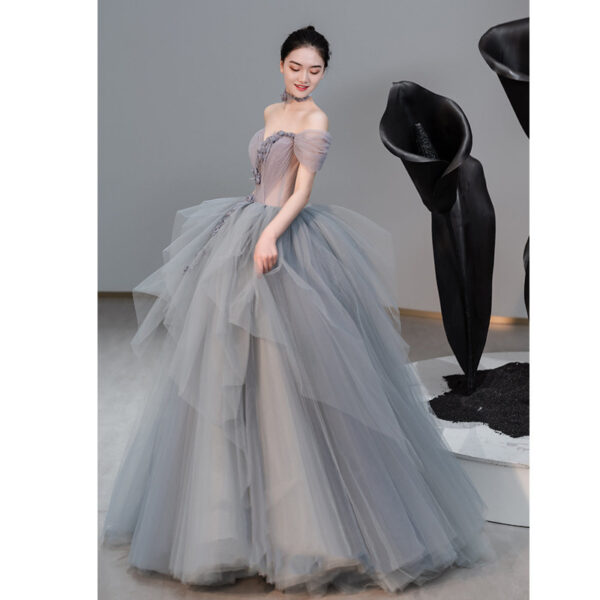 Female Texture Host Gift Tulle Tutu French Banquet Princess Dress - Image 3