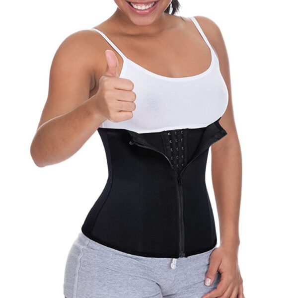 Amazon hot-selling zipper three-breasted belt neoprene corset body burst SWEAT fitness postpartum body girdle - Image 3