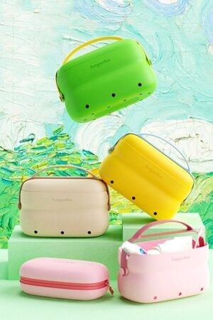 2-in-1 Cosmetic Bag With Handle Hangable Dry And Wet Separation Toiletry Bag Fashion Candy-color Portable Waterproof Storage Travel Bags