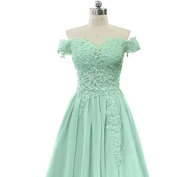 Women's Off-shoulder Shoulder-baring Long Prom Dress Slit Lace - Image 2