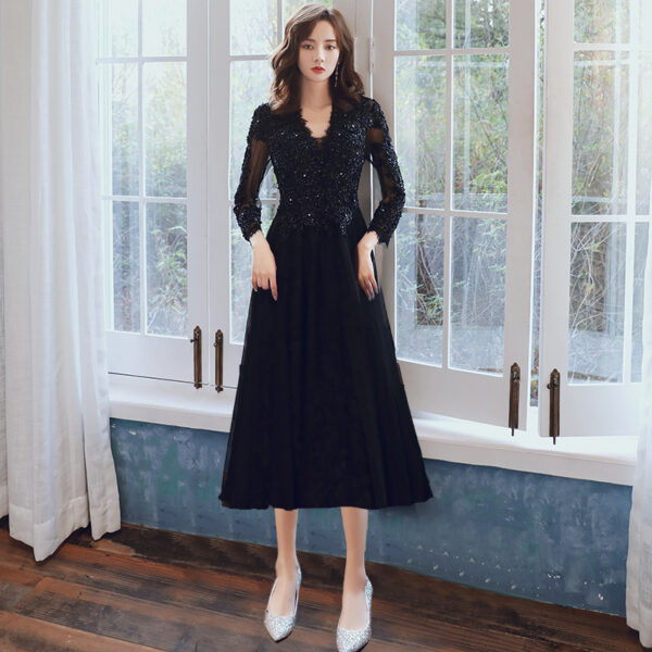 Black Evening Dress  Feminine And Luxurious - Image 4