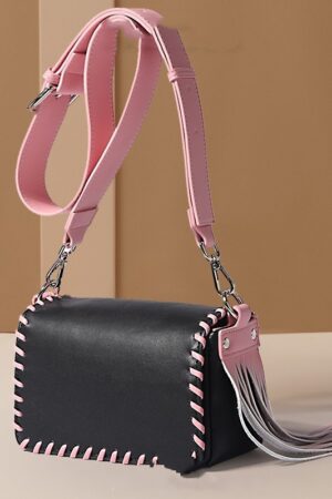 Women's Woven Tassel Contrast Shoulder Bag