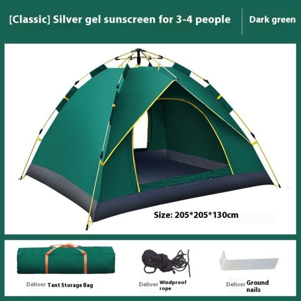 3-4 Double Automatic Outdoor Camping Tent Thick Rain And Sun Protection - Image 6
