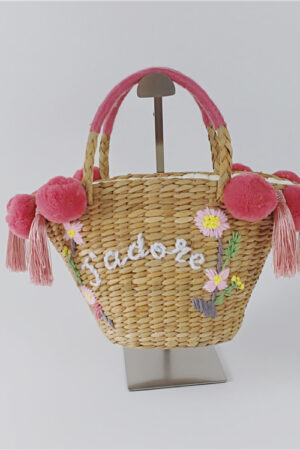 DIY Embroidered Straw Bag Hair Ball New Alphabet Women's Bag