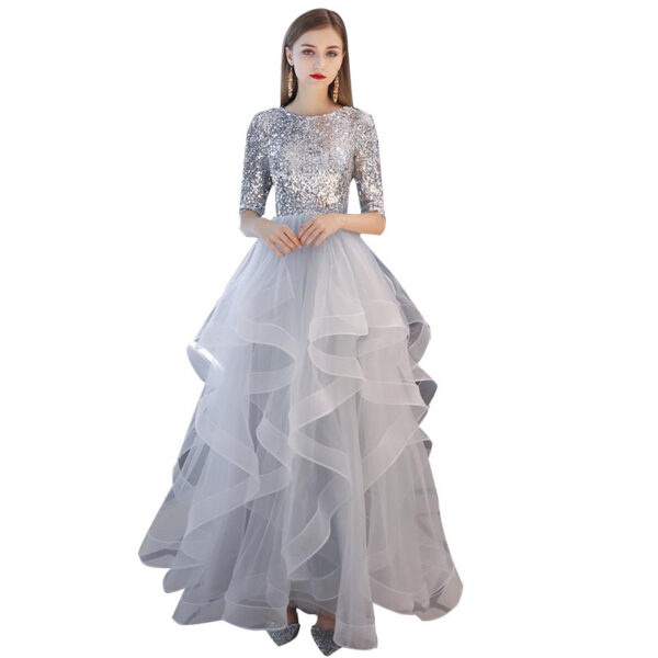 Evening Dress Skirt Women Fashion Banquet French Sequins Long Mori Series - Image 6