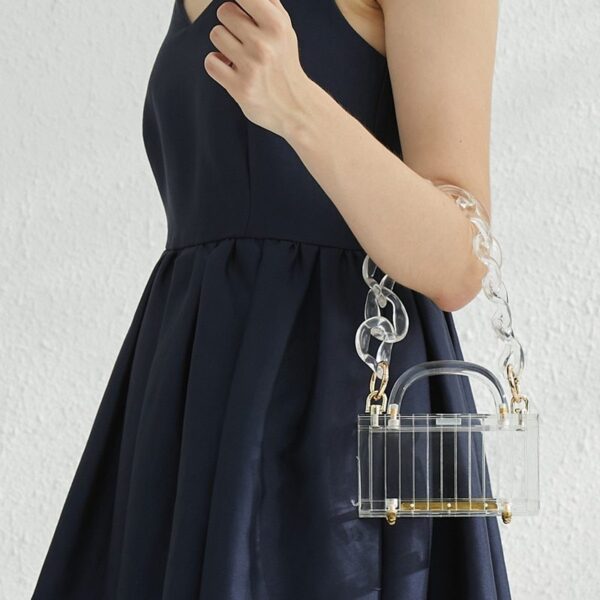 Transparent acrylic chain mini portable small square bag - Image 3