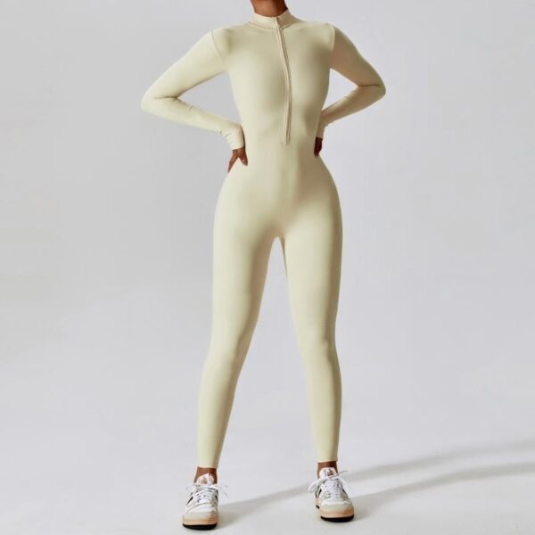 Zipper Long Sleeve Jumpsuit Yoga Fitness Training Pants Tight Hip Seamless Sports Jumpsuit For Women Clothing - Image 10