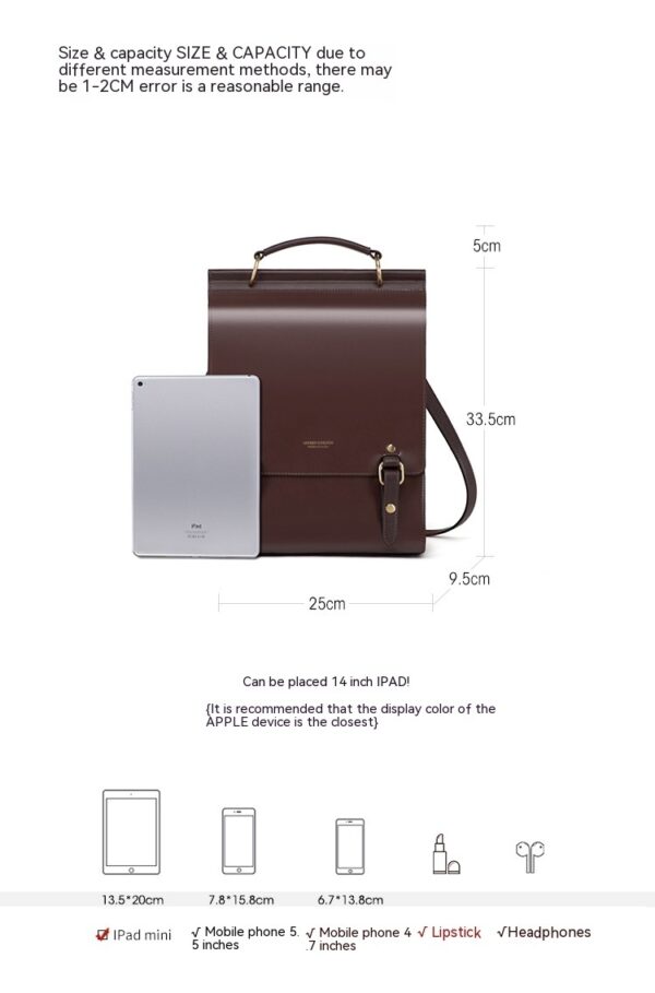 Women's Genuine Leather British College Style Computer Bag - Image 3