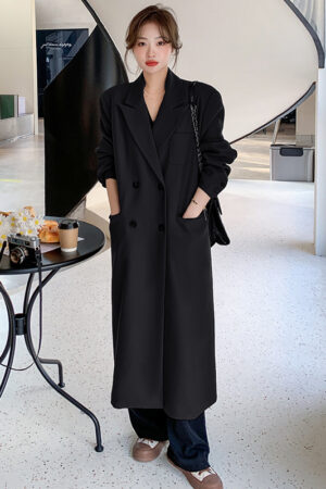 Women's High-quality Knee-length Long Suit Trench Coat
