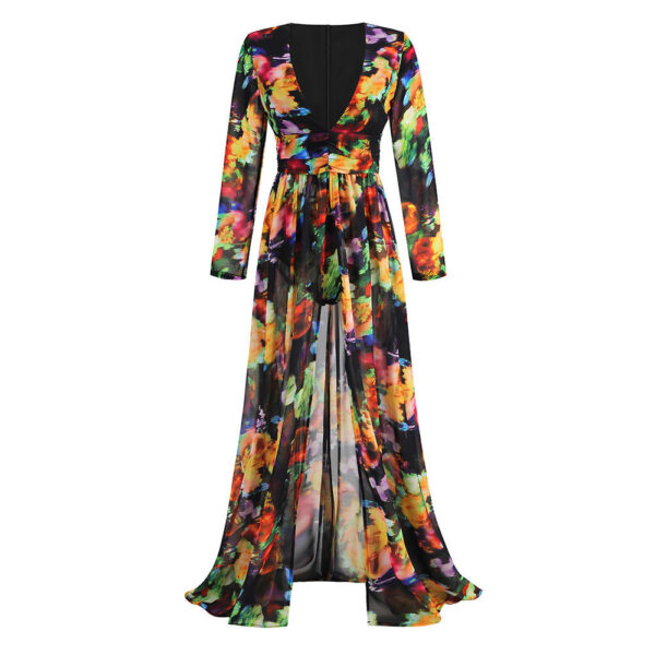 V-neck Split Comfort And Casual Dress - Image 7