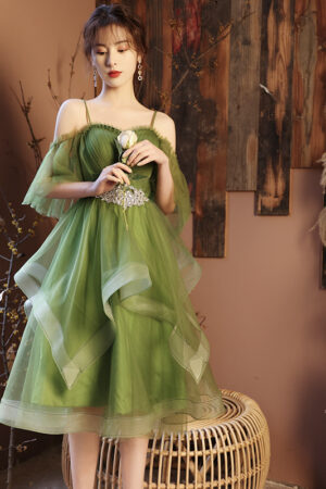 Green Wedding Dress Guzheng Art Examination Solo