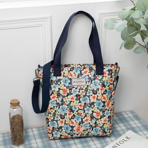 Versatile Large Capacity Floral Canvas Crossbody Shoulder Bag - Image 4