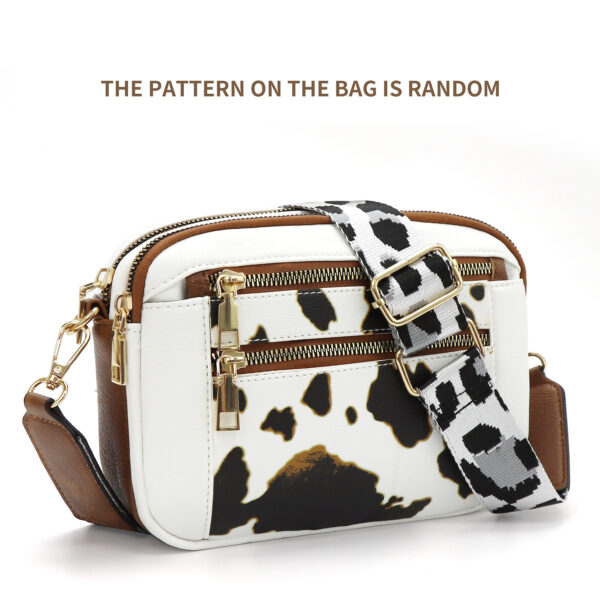 Cow Color Matching Multifunctional Zipper Crossbody Bag - Image 2