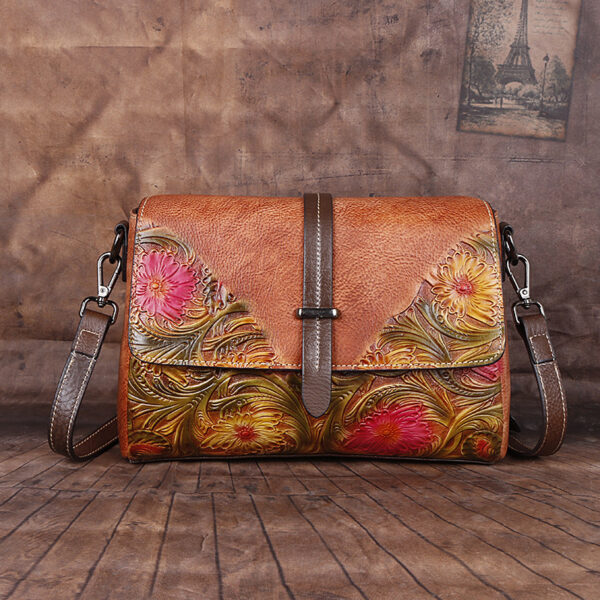 The First Layer Cowhide Bag Shoulder Diagonal Ladies Colornger - Image 8