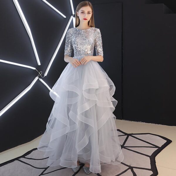 Evening Dress Skirt Women Fashion Banquet French Sequins Long Mori Series - Image 3