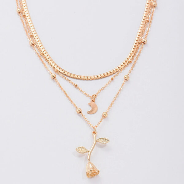 Bohemia Multilayer Moon Gold Color Pendant Necklaces For Women Rose Flower Choker Necklace 2025 Fashion Jewelry Party Gift Valentine's Day Gifts - Image 10
