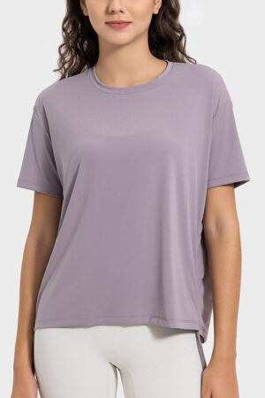 Women's Side Drawstring Yoga Clothes Casual Short Sleeve
