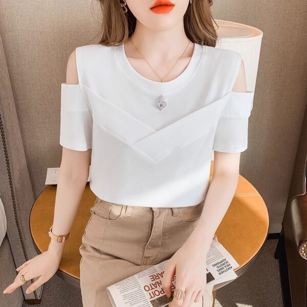 Fashion Chic Off-the-shoulder Short Sleeve Top For Women - Image 4