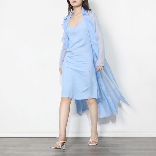 Sun Protection Thin Long Sleeve Trench Coat Plus Slim Strap Long Women's Dress - Image 3