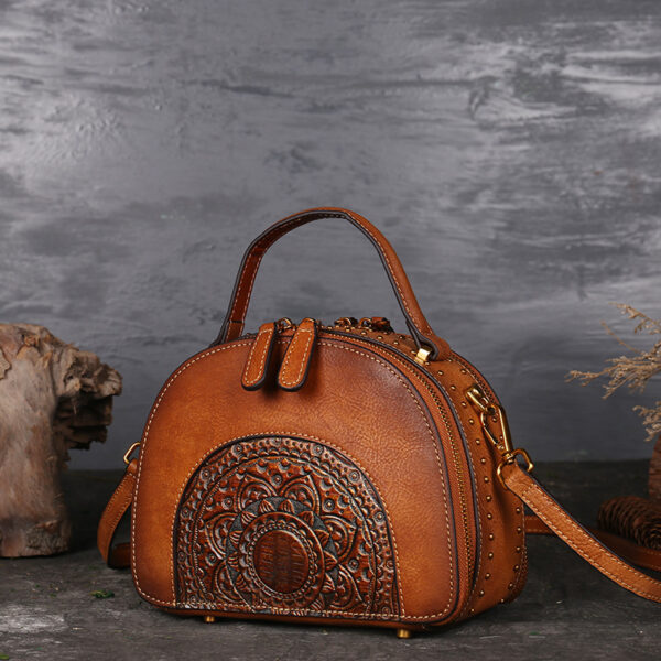 Vintage leather handbag multi-functional suede cowhide - Image 4