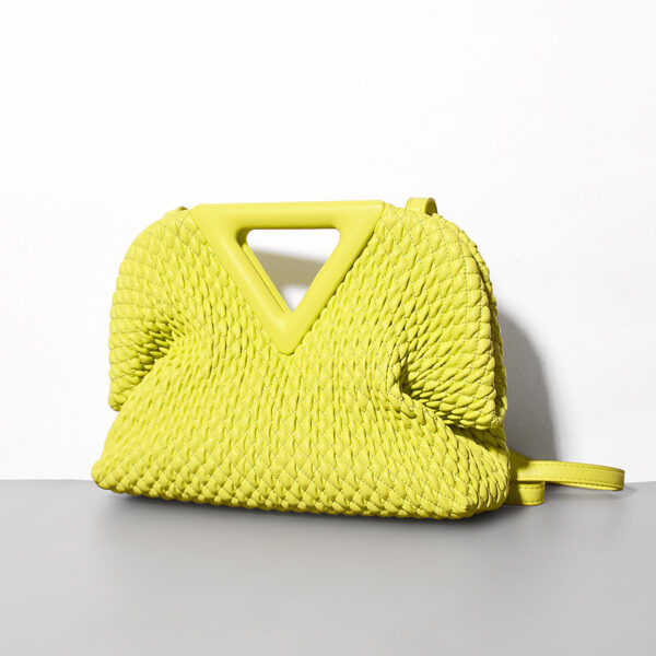 Women's Embroidered Crinkled Inverted Triangle Cloud Leather Leather Handbag - Image 4