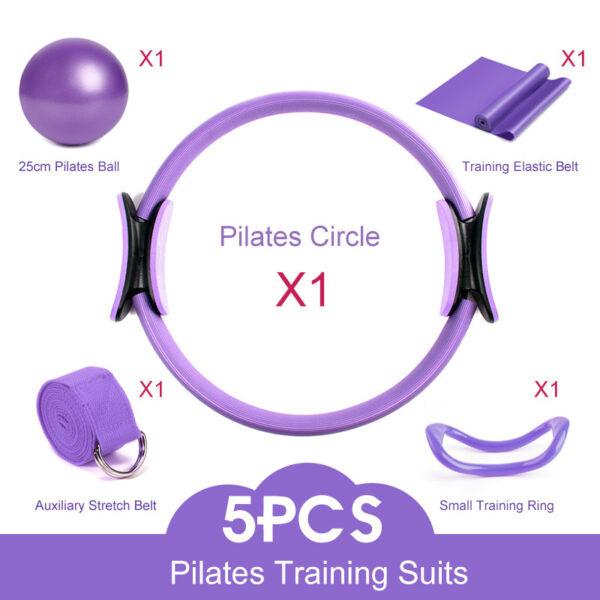 Pilates Roller Five-piece Stretch Auxiliary Strap Latex Yoga Ring Combination - Image 2