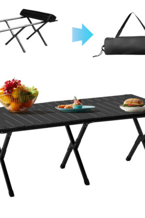 116X60X42cm Black Camping Roll Table