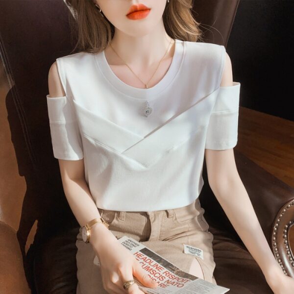 Fashion Chic Off-the-shoulder Short Sleeve Top For Women - Image 6