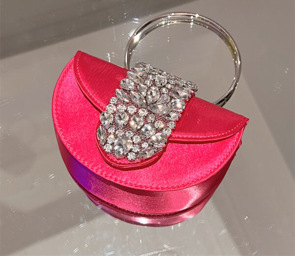Circle Shiny Not Spirit Diamond Silk Crescent Half Crossbody Bag - Image 3