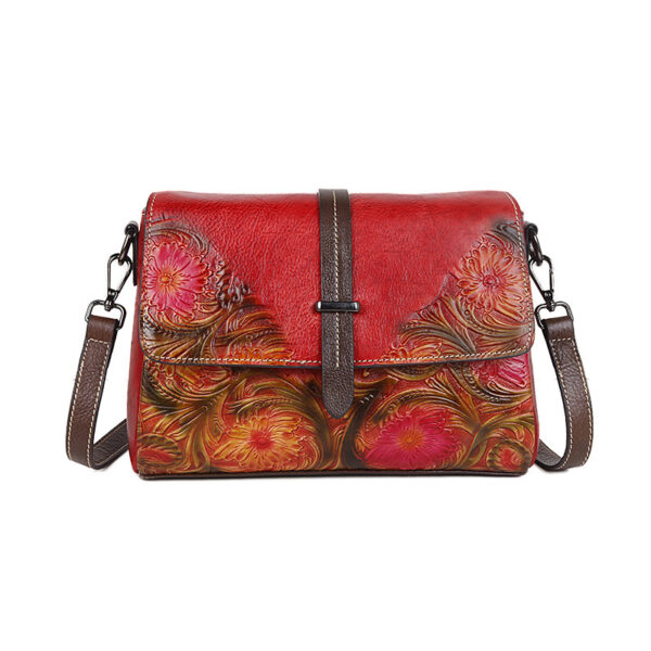 The First Layer Cowhide Bag Shoulder Diagonal Ladies Colornger - Image 3