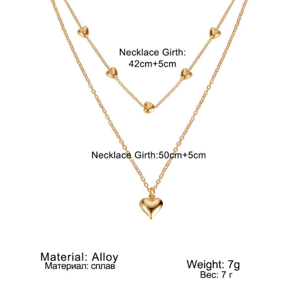 Double-layer Heart Pendant Fine Chain Necklace For Women Multilayer Gold Color Metal Necklaces Fashion Jewelry Accessories - Image 4