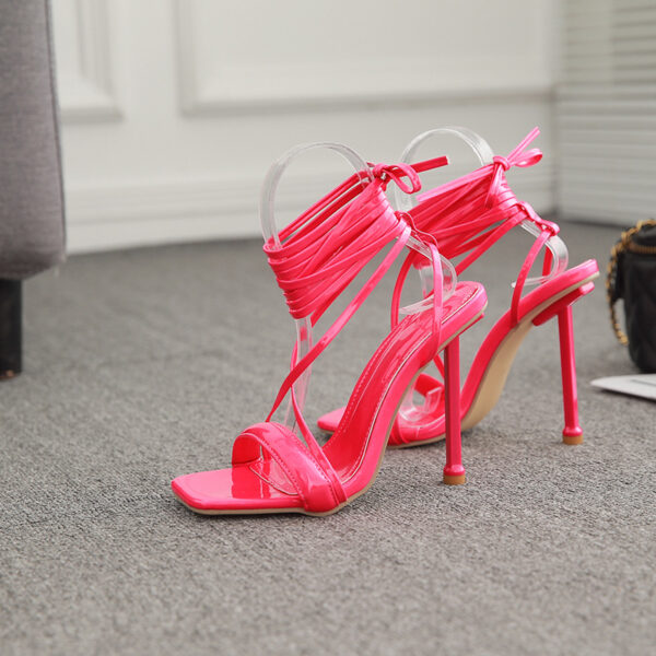 Fashion Tie Catwalk Metal Stiletto Sandals - Image 6