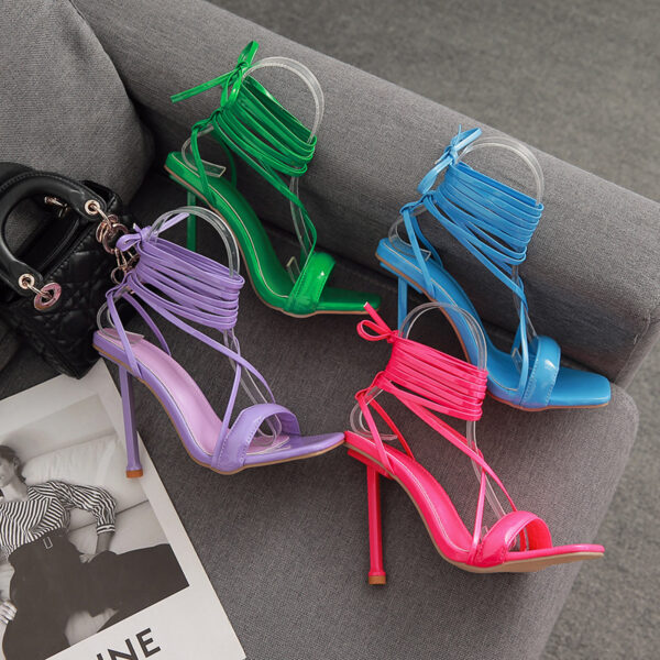 Fashion Tie Catwalk Metal Stiletto Sandals - Image 5