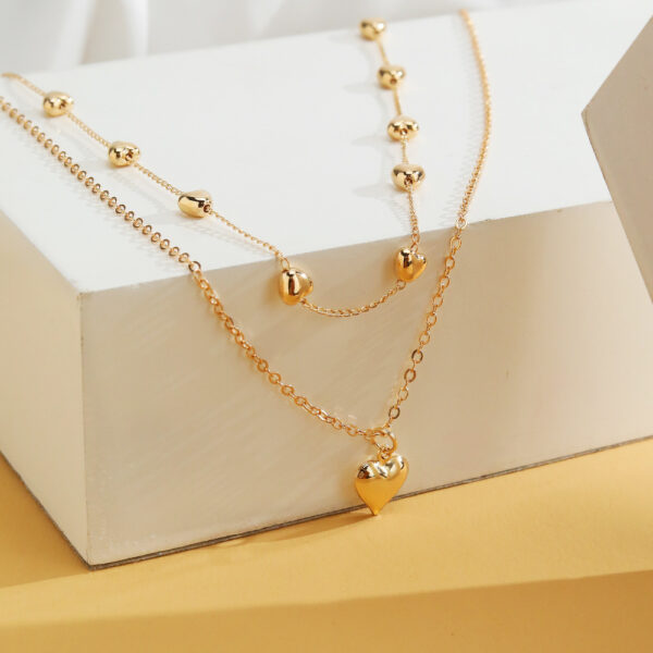 Double-layer Heart Pendant Fine Chain Necklace For Women Multilayer Gold Color Metal Necklaces Fashion Jewelry Accessories - Image 5