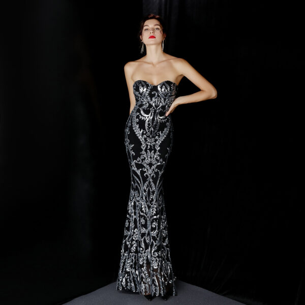 Sequined Long Dress Skirt Prom Party Etiquette Celebration Evening Dress - Image 4