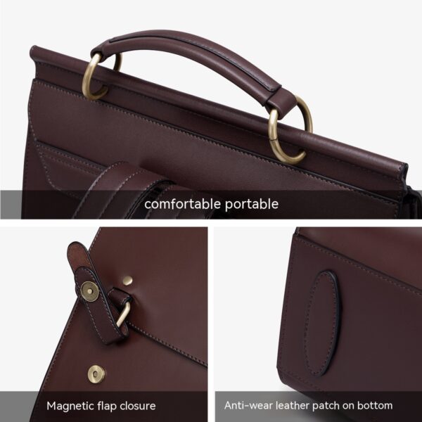 Women's Genuine Leather British College Style Computer Bag - Image 8