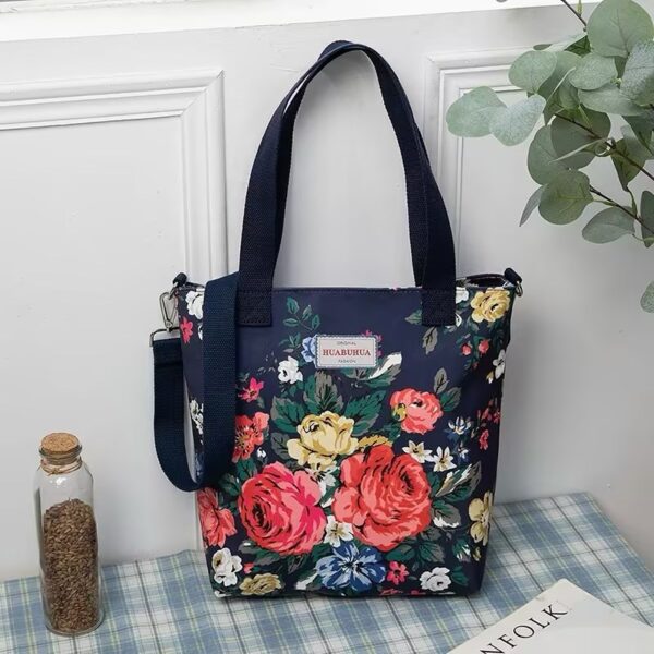 Versatile Large Capacity Floral Canvas Crossbody Shoulder Bag - Image 2