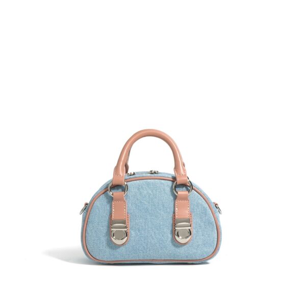 First Layer Cowhide With Denim Bun-shaped Bag - Image 6