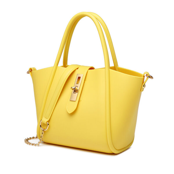 Portable Women's Leather Fashion Vegetable Basket Shoulder Messenger Bag - Image 3