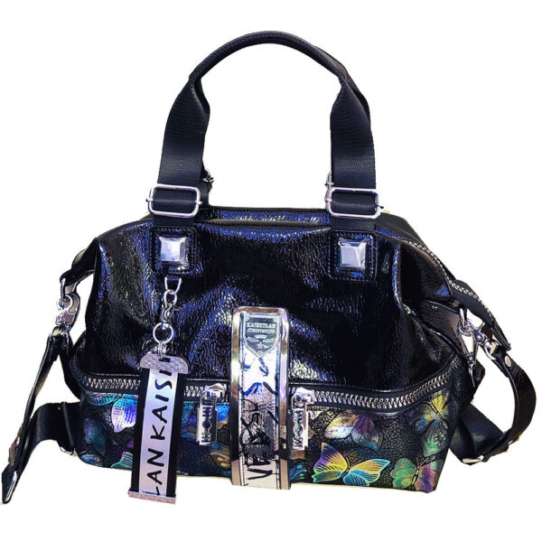 Women's Painted Print Portable Western Style Soft Leather Shoulder Large Bag - Image 5