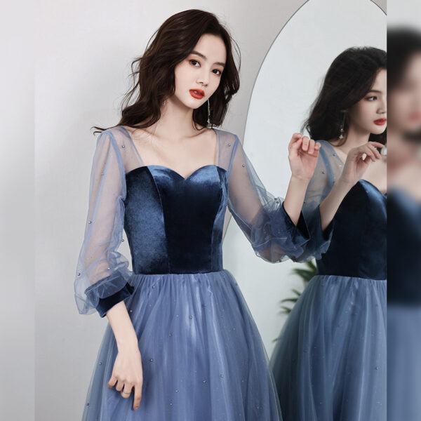 Velvet Long Birthday Party Dress For Women - Image 2