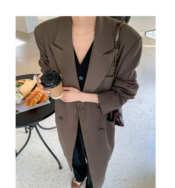 Women's High-quality Knee-length Long Suit Trench Coat - Image 4