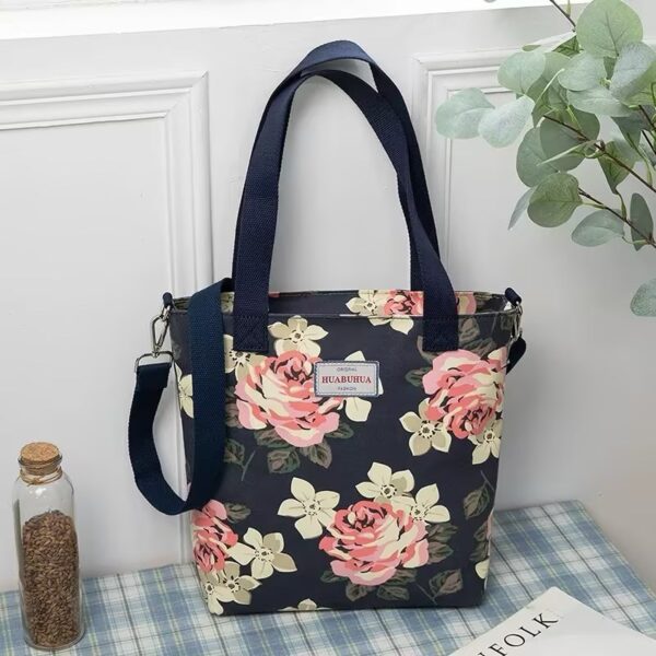 Versatile Large Capacity Floral Canvas Crossbody Shoulder Bag - Image 5