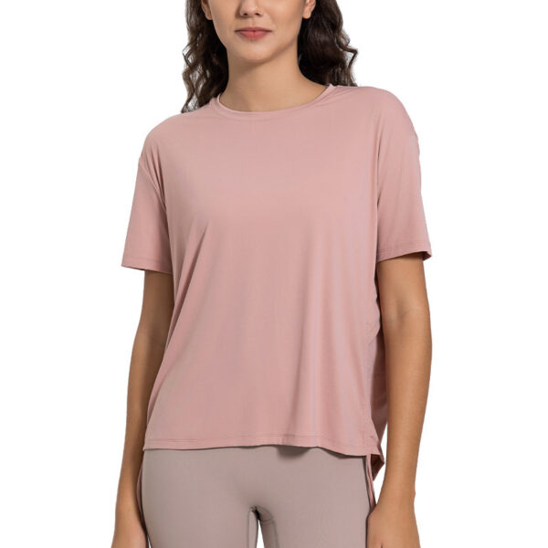 Women's Side Drawstring Yoga Clothes Casual Short Sleeve - Image 4