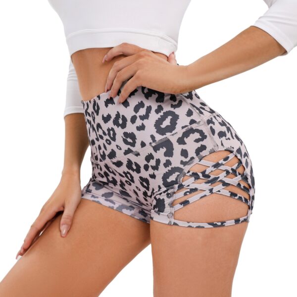Camouflage Leopard Print Yoga Pants For Women High Waist Tight Shorts With Side Hollow Design Sexy Fitness Pole Dancing Sports Shorts - Image 5