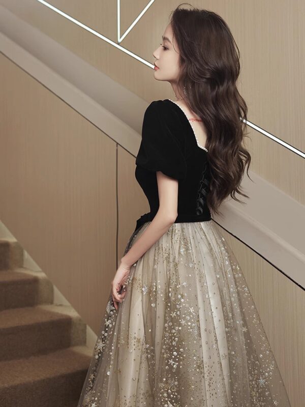 Women's French Light Luxury And Luxurious Black Evening Dress - Image 4