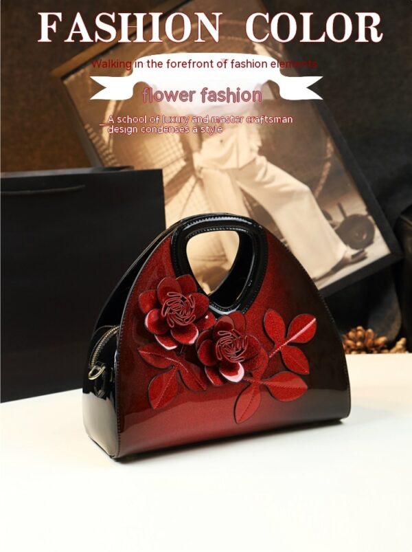 Personalized Flower Dumpling Niche Handbag Versatile Patent Leather Messenger Bag - Image 6