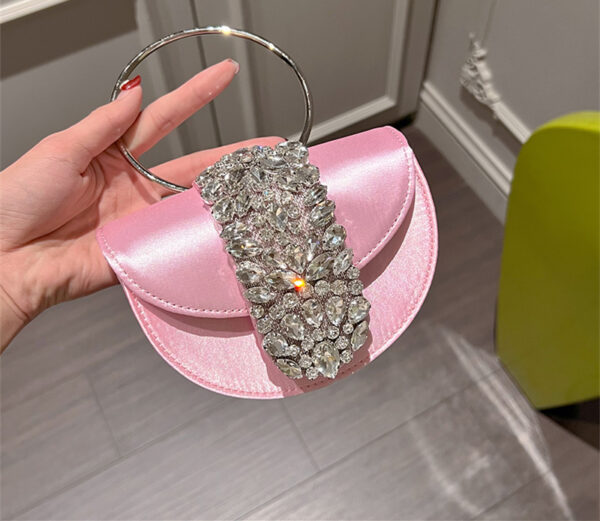 Circle Shiny Not Spirit Diamond Silk Crescent Half Crossbody Bag - Image 2